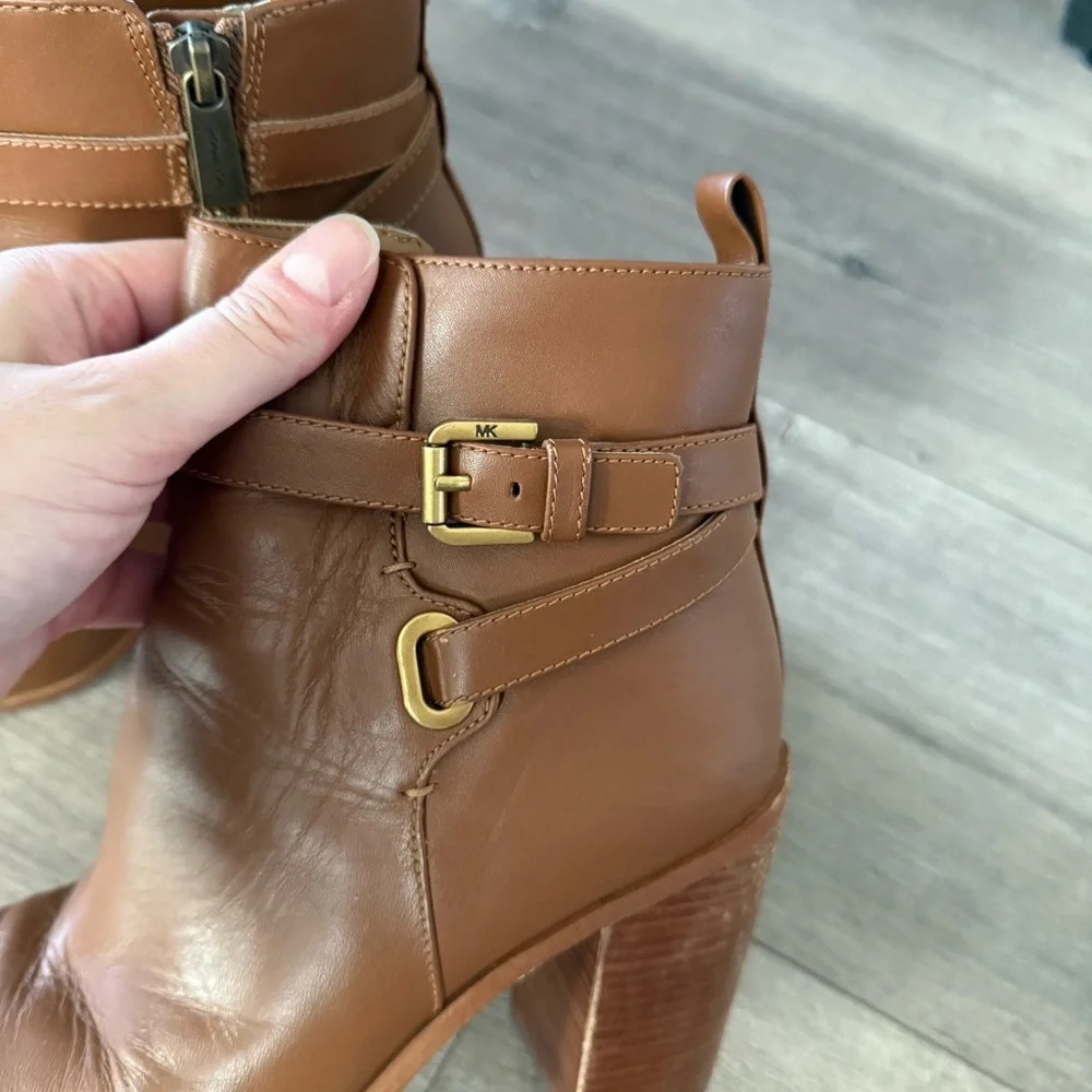 Michael Kors Cognac Leather Classic Heel Booties - Picture 5 of 9